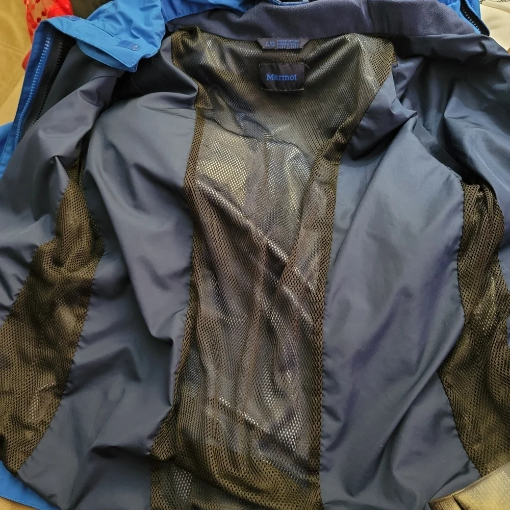 Sz Large (Kids) Marmot Boy's Hooded Blue Windbreaker